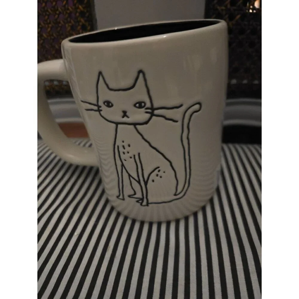 NWT Rae Dunn Halloween Jeepers Creepers Cat Icon Double Sided Mug